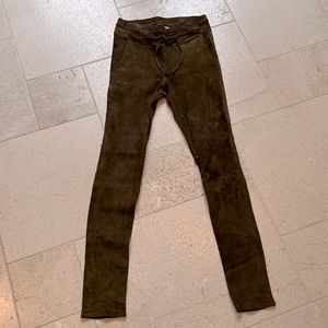 Suede slacks/leggings with pockets
